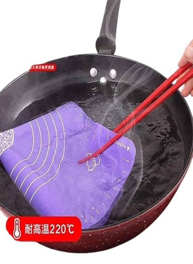 KESRINPLUS Silicone Baking Mat Chapati Atta Kneading Mat Non-Stick Fondant Rolling Mat for Kitchen Roti Chapati Making 50 * 40cm (Purple) - Image 3