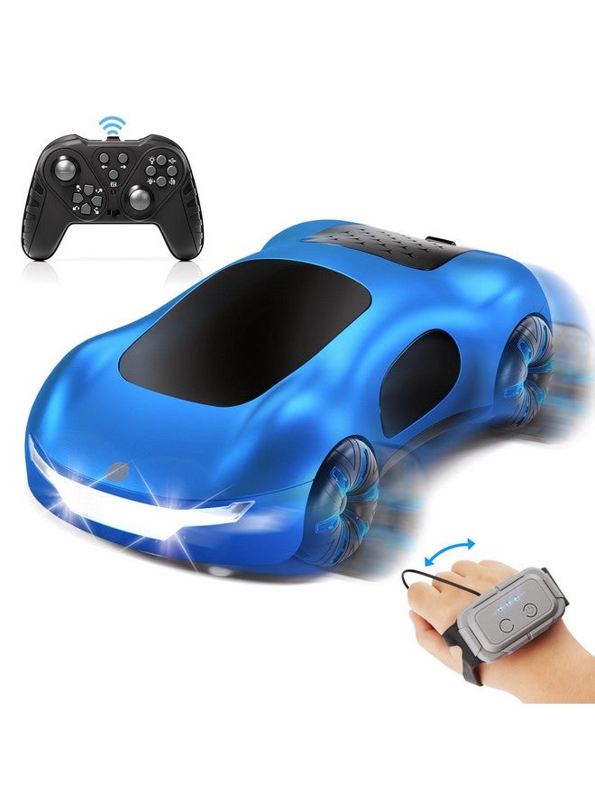 AiQi Aiqi Remote Control Car, 2.4GHz Futuristic Gesture Sensing RC Sunt Car with Cool Lighting and Spray, 360° Rotating Side Drift RC Cars for Boys Age 6-12 4-7 8-12 Birthday Gifts Toy Cars (Blue) - Image 1