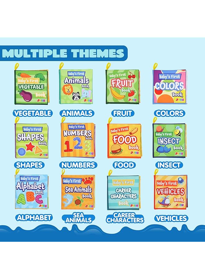 JOYIN 12 Pcs Bath Books Nontoxic Fabric Soft Crinkly Cloth Books Waterproof Bathtub Pool And Early Education First Toys For Infant Newborn Baby Toddlers Kids Birthday Gifts - Image 2