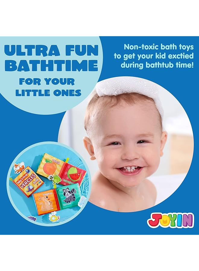 JOYIN 12 Pcs Bath Books Nontoxic Fabric Soft Crinkly Cloth Books Waterproof Bathtub Pool And Early Education First Toys For Infant Newborn Baby Toddlers Kids Birthday Gifts - Image 4