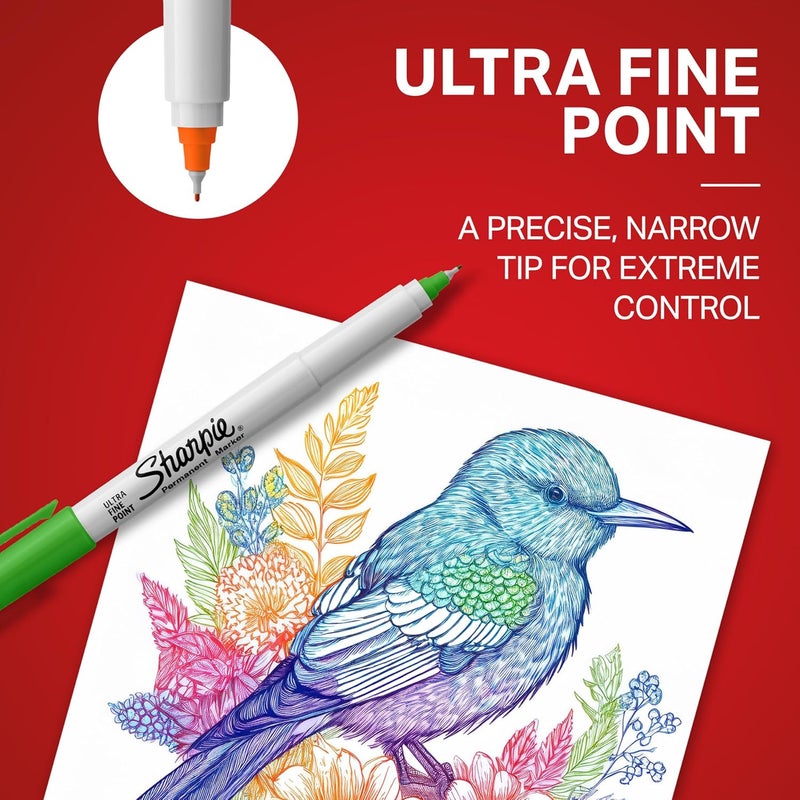 شاربي أقلام Sharpie 37175 دائمة، نقطة فائقة الدقة، بألوان متنوعة، عبوة تحتوي على 12 قلمًا - Image 5