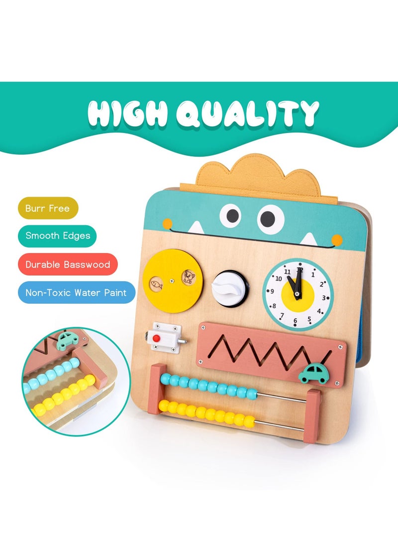 SYOSI SYOSI Wooden Busy Board for Kids, Montessori Busy Board Toys for 2 3 4 Years Old, Educational Toddler Activities to Develop Fine Motor Skills Sensory Toys for Plane and Car Journey, Boy & Girl Gift  - Image 2