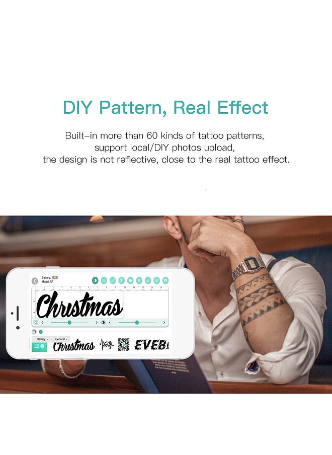Generic - Portable PrintPen Handheld Printer Inkjet Pen Tattoo Printing Machine Compatible with Android/iOS Smartphone for All Surfaces DIY Pattern Tattoo Code Printing - Image 1