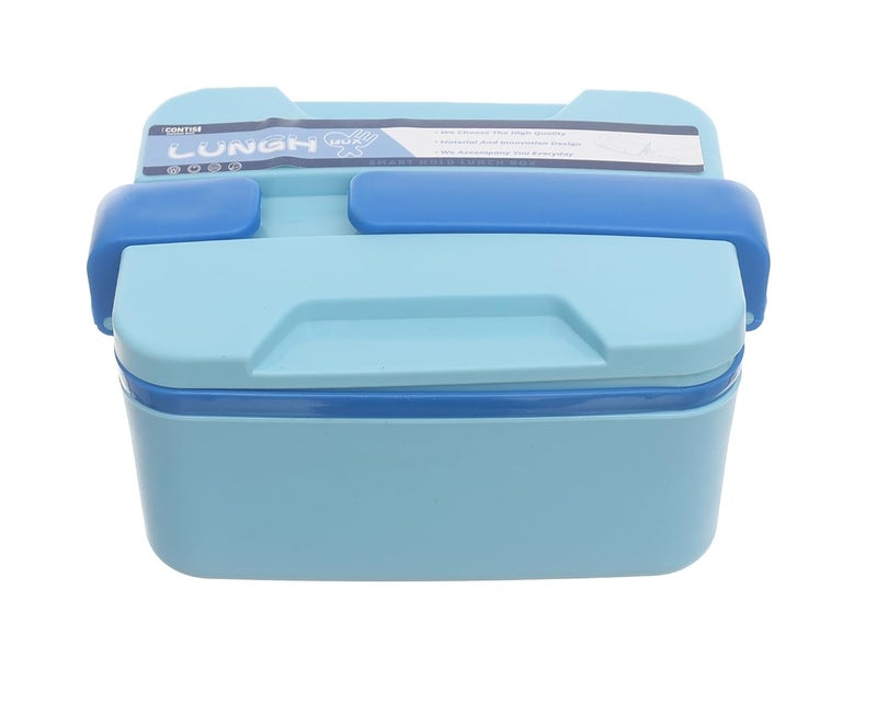 AG-15 8232 Microwave-Safe Divided Lunch Box – Blue Portable Bento Style Food Container with Multiple Compartments, Leak-Resistant & BPA-Free, Ideal for School, Office, Picnic, and Travel