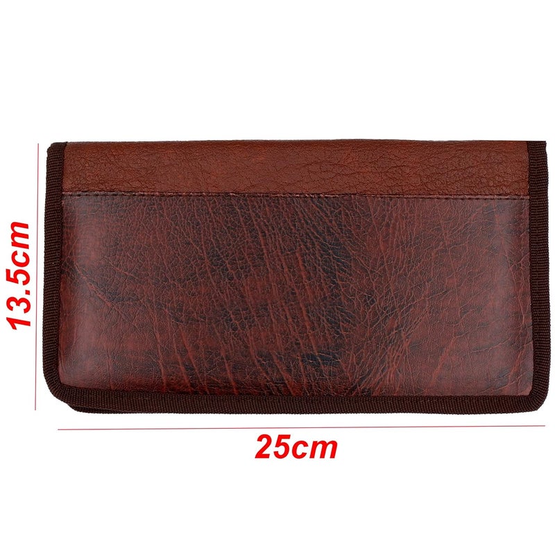 Asraw Stylish Ergonomic PU Faux Leather Document Holder Chequebook/Passbook Vehicle Papers Organizer (Tan) - Image 3