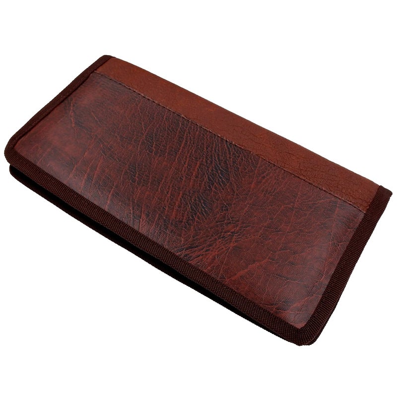 Asraw Stylish Ergonomic PU Faux Leather Document Holder Chequebook/Passbook Vehicle Papers Organizer (Tan) - Image 1