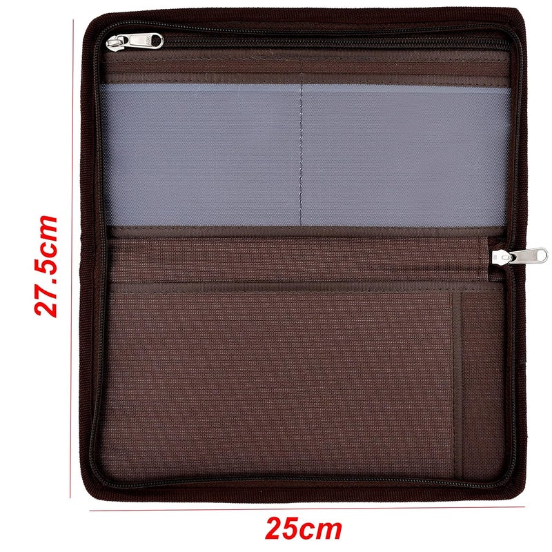 Asraw Stylish Ergonomic PU Faux Leather Document Holder Chequebook/Passbook Vehicle Papers Organizer (Tan) - Image 2