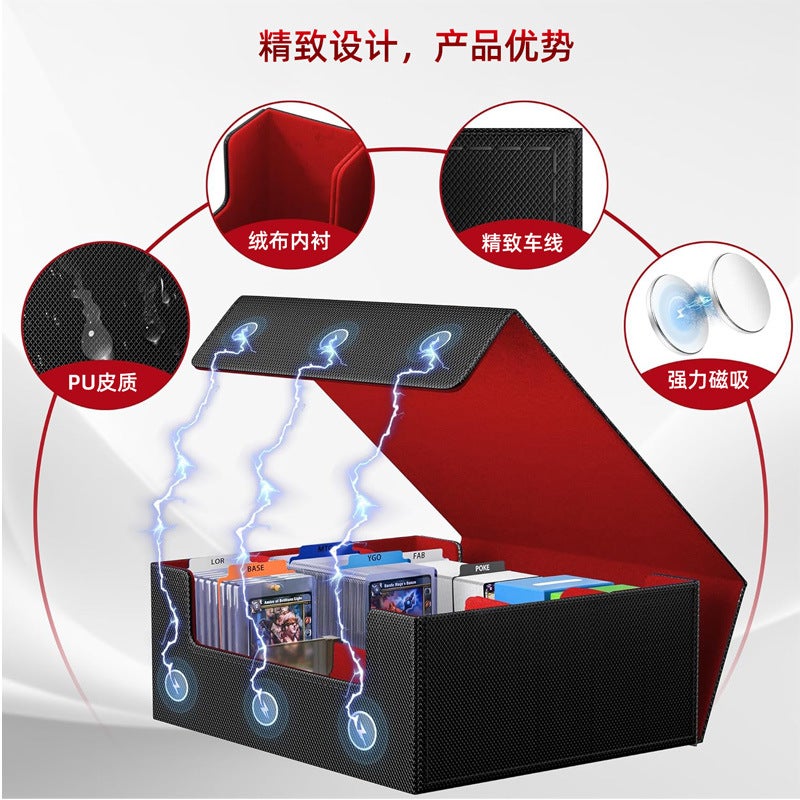 Large Capacity High Quality Three-Row Box 1800 + Yugioh/Mtg/Pokemon Three Kingdoms Killing Leather Pu Card Box - Image 3