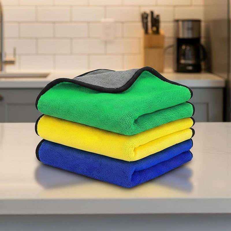 MIORAH Microfiber Cleaning Cloth for Car & Home | Ultra Soft Dusting & Glass Cleaning Cloth – Lint-Free & Reusable (40x40cm-3Pc) - Image 1