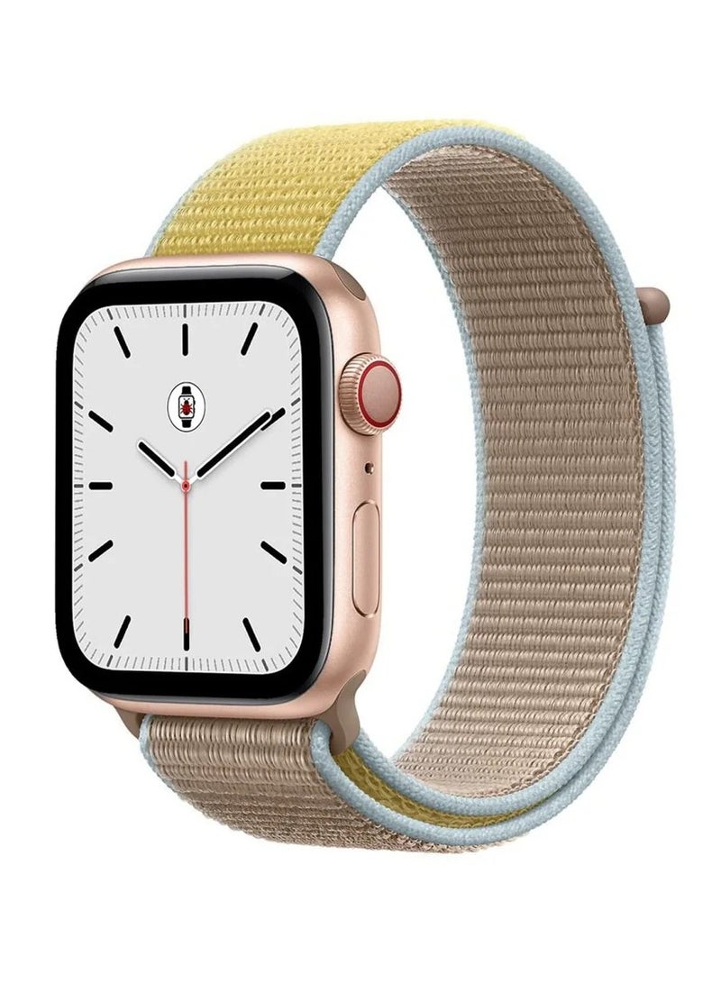 Watch Nylon Sport Loop Band Compatible with Apple Watch 38mm 40mm 41mm, (42mm Series 10 and 11) Soft Woven Sport Strap, Adjustable Replacement Wristband for Apple Watch Series 1,2,3,4,5,6,7,8,9,10,11/SE - Camel Yellow - Image 1