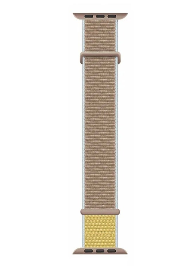 Watch Nylon Sport Loop Band Compatible with Apple Watch 38mm 40mm 41mm, (42mm Series 10 and 11) Soft Woven Sport Strap, Adjustable Replacement Wristband for Apple Watch Series 1,2,3,4,5,6,7,8,9,10,11/SE - Camel Yellow - Image 3