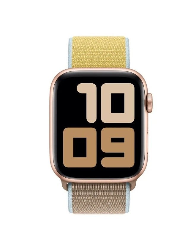 Watch Nylon Sport Loop Band Compatible with Apple Watch 38mm 40mm 41mm, (42mm Series 10 and 11) Soft Woven Sport Strap, Adjustable Replacement Wristband for Apple Watch Series 1,2,3,4,5,6,7,8,9,10,11/SE - Camel Yellow - Image 2