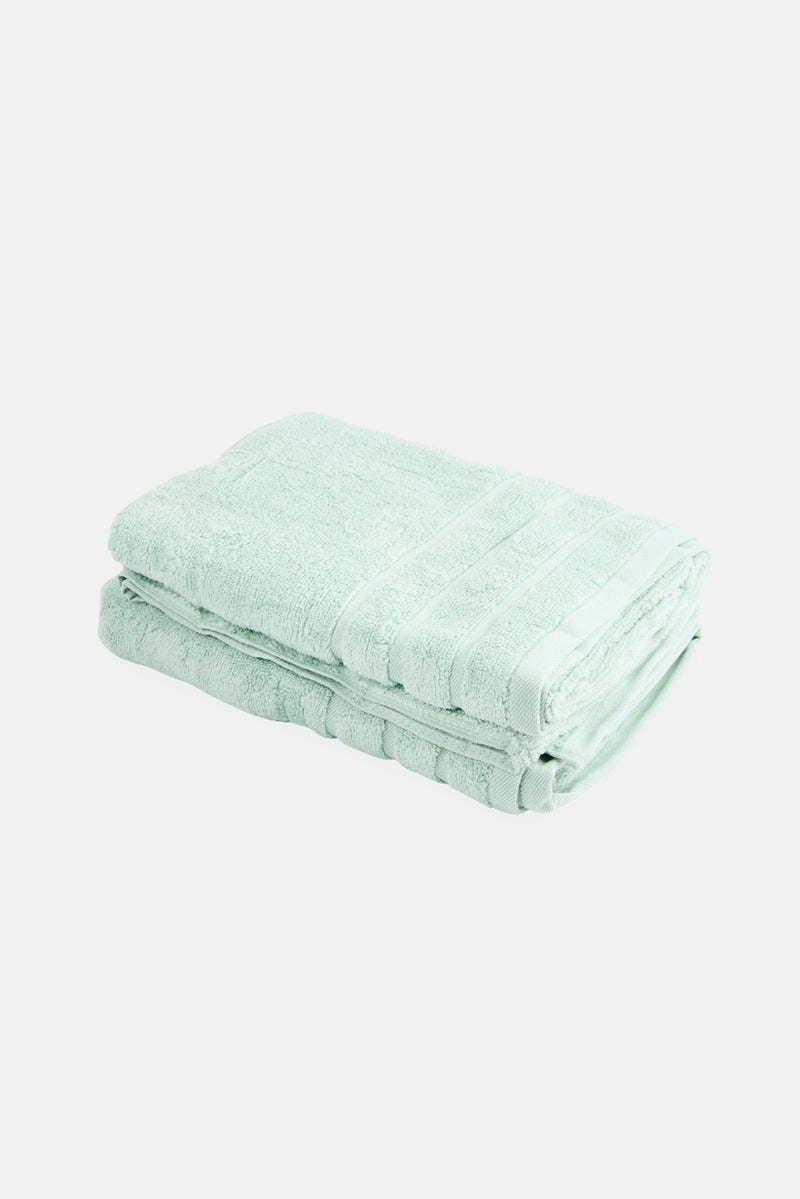 Kathy Ireland 2 Pieces Bath Towel Set, Light Green  - Image 2
