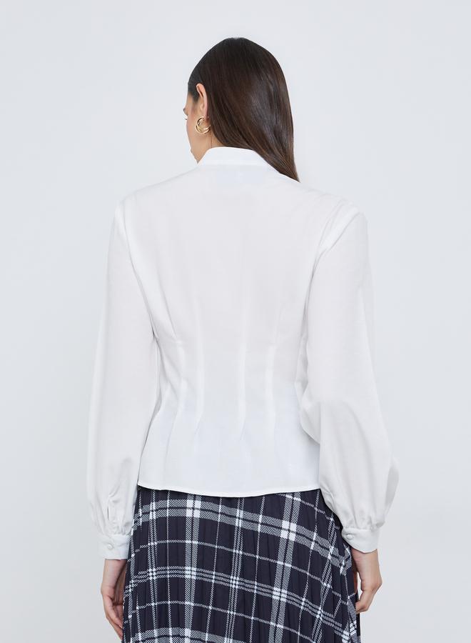 Styli Buttoned Balloon Sleeve Blouses - Image 4