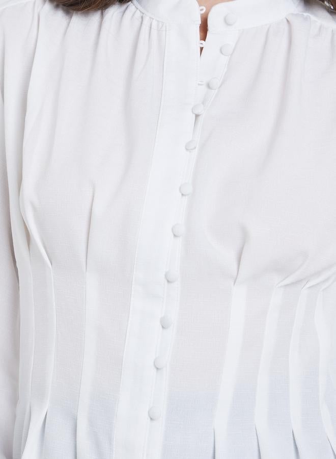 Styli Buttoned Balloon Sleeve Blouses - Image 3