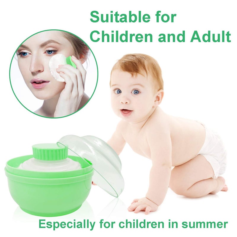 Aurasin Storage Body Powder Container, Large 3.5" Fluffy Body After-Bath Powder Case, Baby Care Face/Body Villus Powder Puff Box, Makeup Cosmetic Talcum Powder Container with Hand Holder (Green) - Image 2