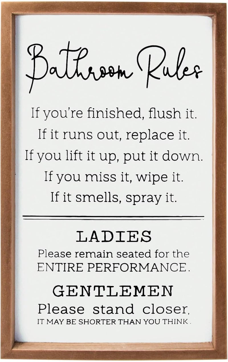 VILIGHT Bathroom Rules Sign - Funny Wall Decor - Image 1