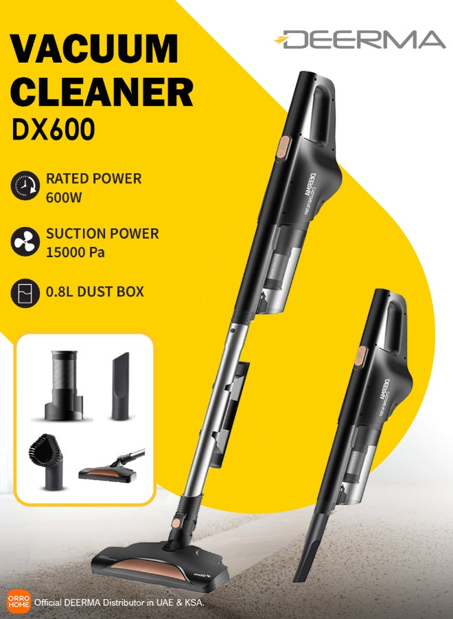 Portable Upright and Handheld Vacuum Cleaner, Pinhole Stainless Steel with 4-Stage HEPA Filtration System 0.8 L 600 W DX600 black