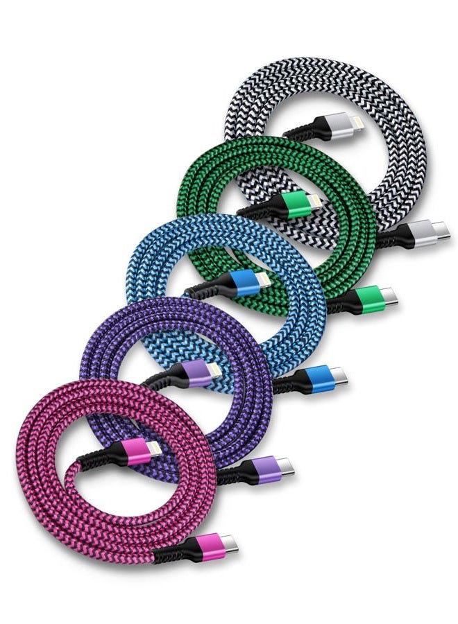 Haoano Apple Certified iPhone Charger 10 Ft, 5pack USB C To Lightning Cable Extra Long Heavy Duty Braided Type C Power Cords Fast Charging For iPhone 14 13 12 11 10 Pro Max/plus/mini Usbc Lightening Chargers - Image 1