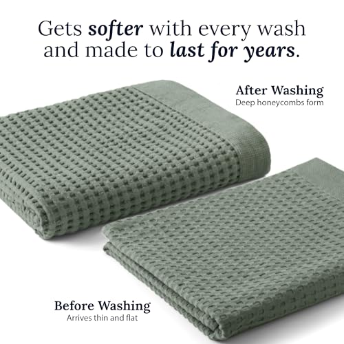 GILDEN TREE Waffle Bath Sheet Quick Dry Towel, Thin Luxury Bath Towels, Bath Sheets 40x80 Large Bath Towels, Modern Style (White) - Image 5