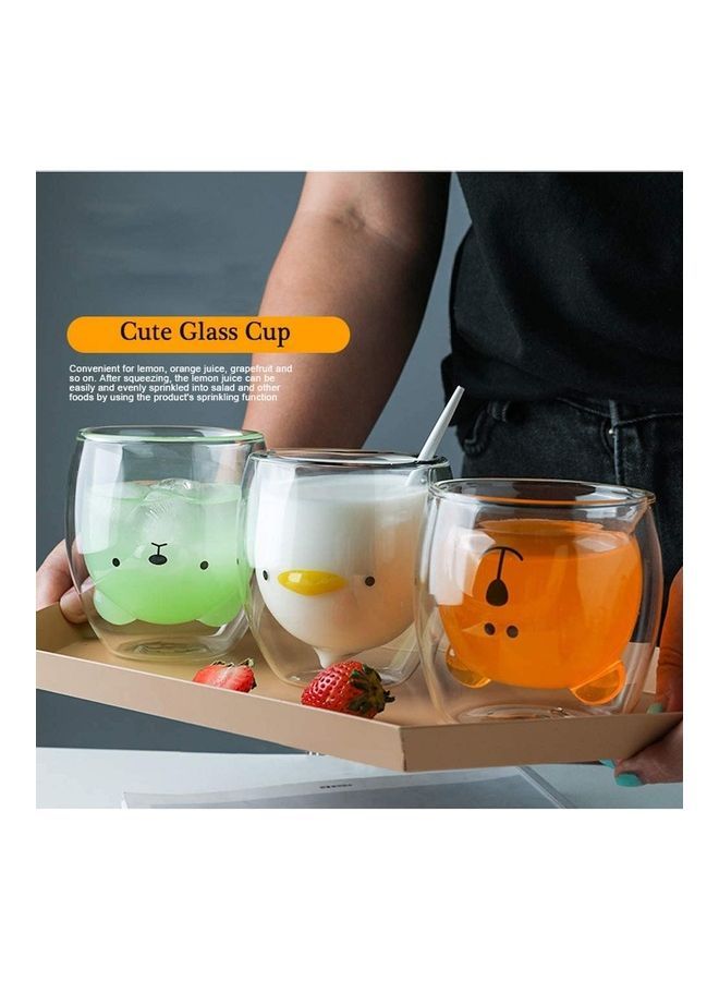 NIBEMINENT Creative Cute Shape Double-Layer Coffee Mug Clear 230ml - Image 3