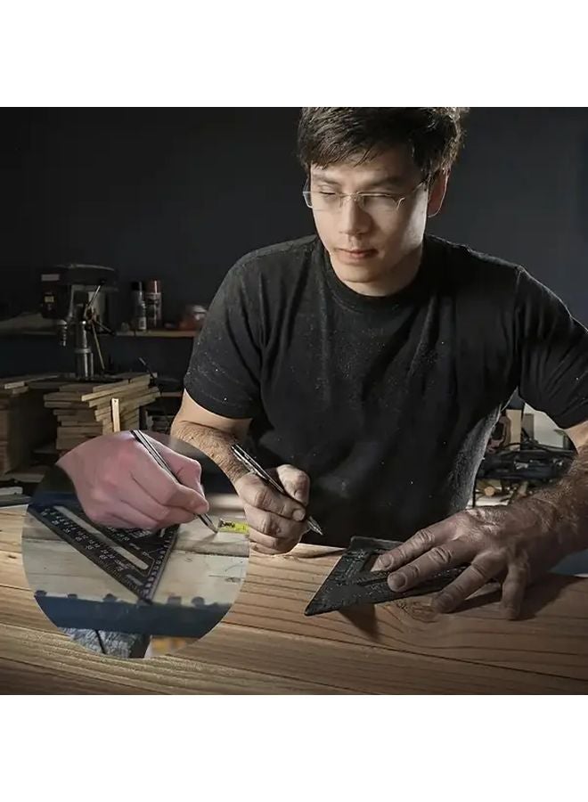 7 Inch Red Aluminum Angle Ruler Serrated Edge Woodworking Tool for DIY Projects - Image 5