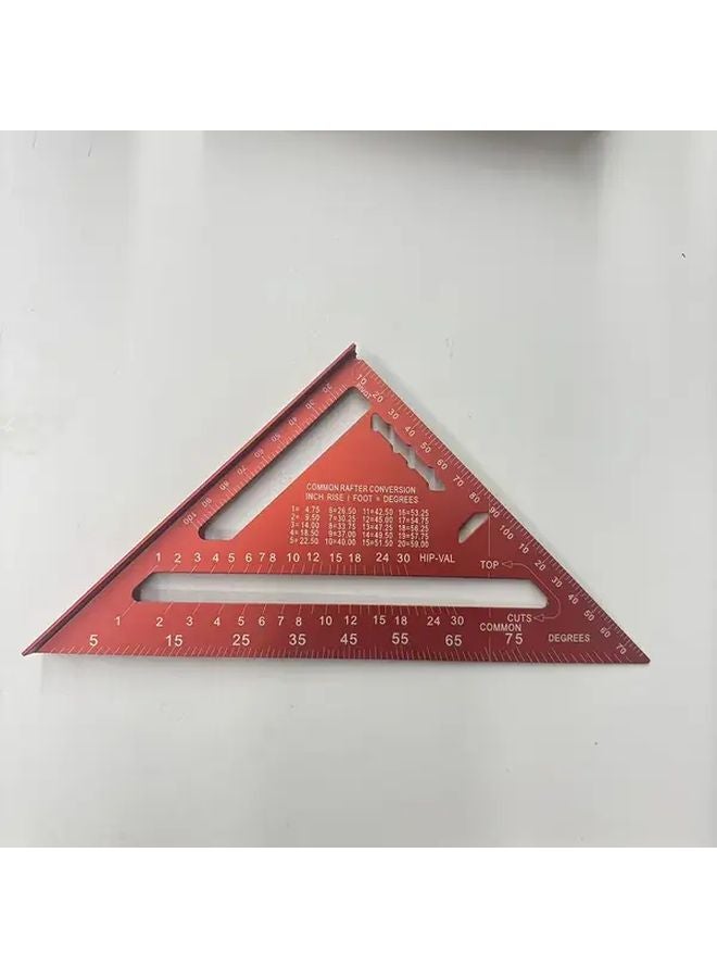 7 Inch Red Aluminum Angle Ruler Serrated Edge Woodworking Tool for DIY Projects - Image 1