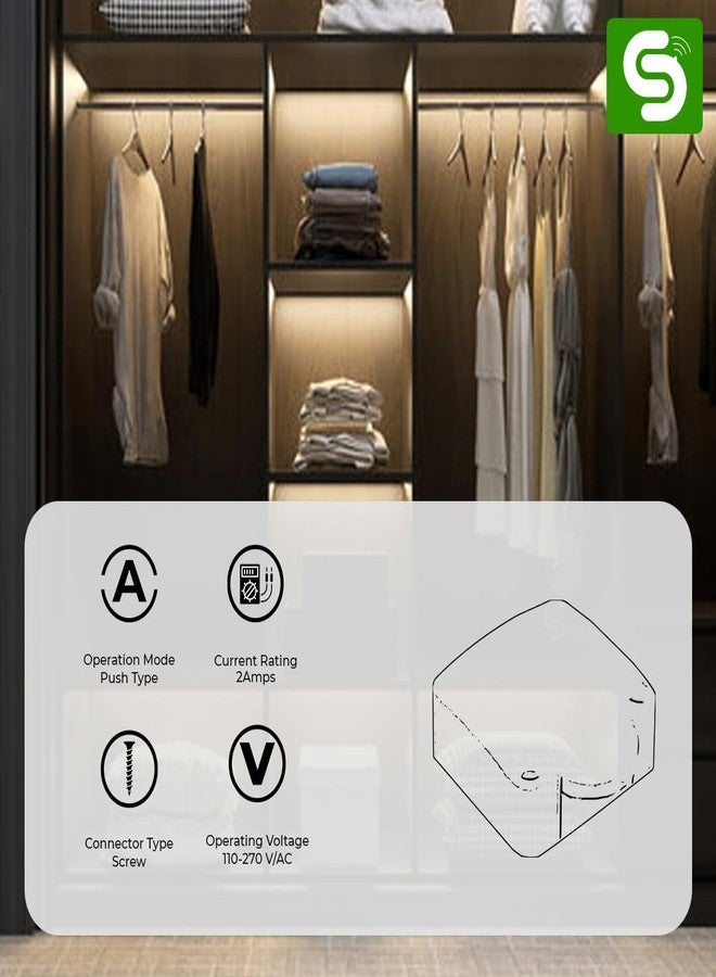 ESYSENSE Wardrobe Door Light Switch | Auto ON/OFF Push Button Sensor for Wardrobes, Cabinets, Bookcases, and More | Smart Energy Saving Lamp Controller (Pack of 8, White) ESY-TC36 ESYSENSE - Image 2