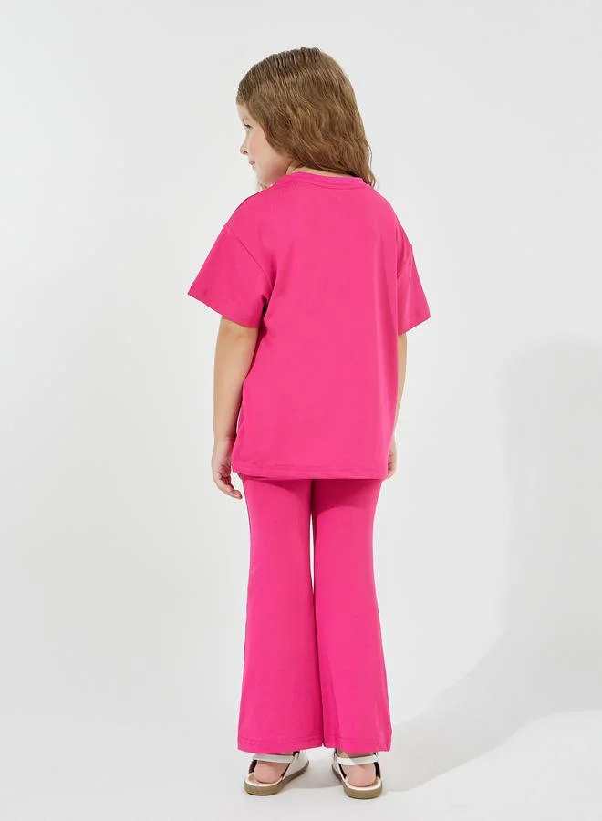 Styli Dropped Shoulder Oversized T-Shirt & Flared Leggings Set