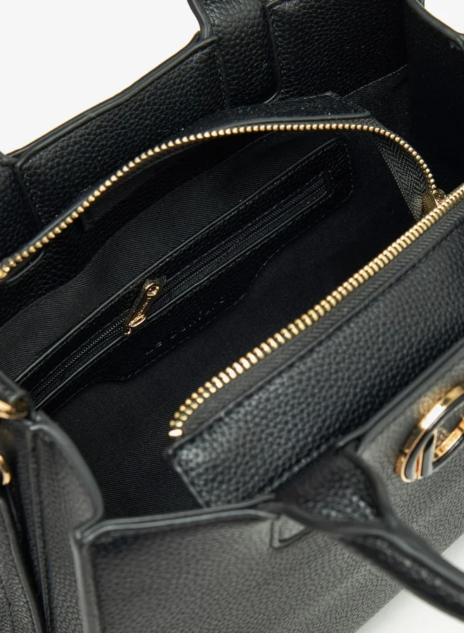 لو كونفورت Women Textured Tote Bag with Zip Closure and Handles