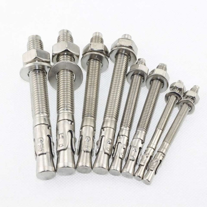 Wedge Type Fully Threaded Design Expansion Zinc Plated Anchor Bolts Pack of 10 Pcs Fasteners (10 x100mm)