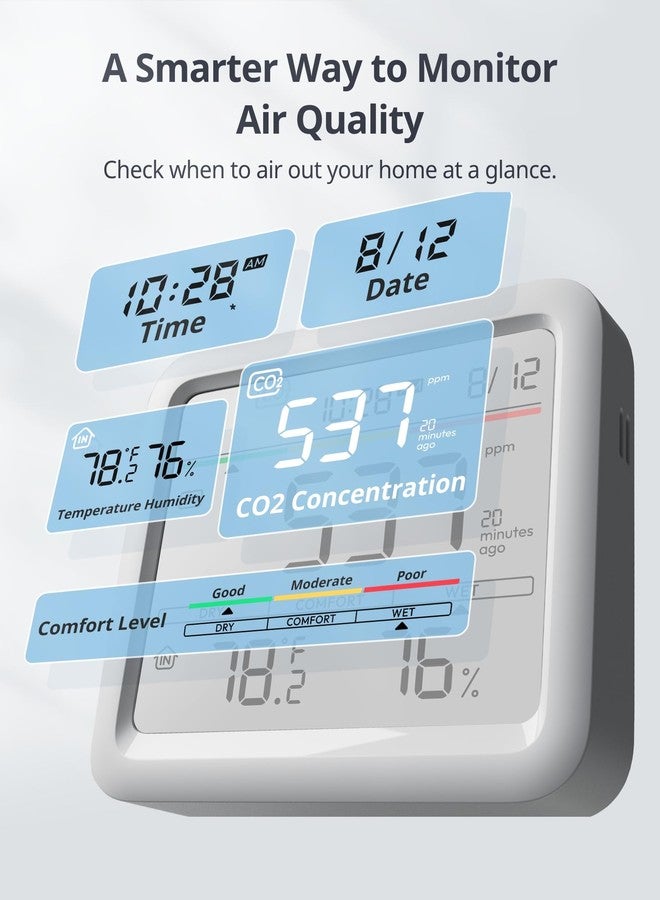 SwitchBot Meter Pro CO2 6 in 1 Indoor Air Quality Monitor, CO2 Alarm, Large Display, Bluetooth Air Quality Tester for Home, Office, Data Storage 2 - Image 3