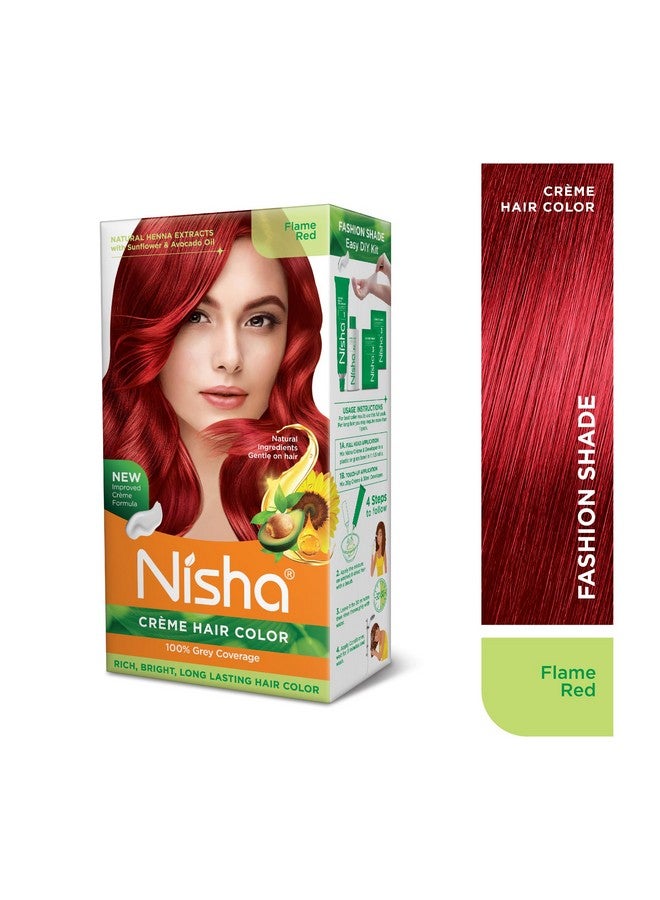Nisha Cream Hair Color With The Benefits Of Natural Henna Extracts, Sunflower & Avocado Oil, Easy To Use Hair Color 150Ml Pack Of 1, Flame Red … - Image 2
