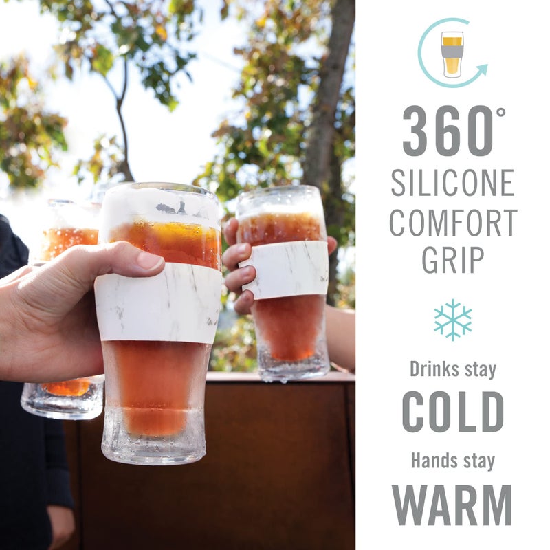 Host Freeze, Frozen Mugs, Freezable Pint Set, Beer Keep Your Drinks Cold, Double Walled Insulated Glasses, Tumbler for Iced Coffee, 16oz, Set of 2, Marble - Image 3