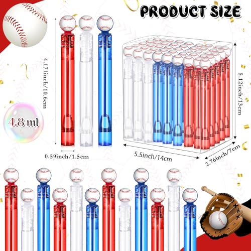 Hollowfly 48 Pcs Mini Baseball Bubble Wands Party Favors Birthday Bubble Wand Bulk Baseball Themed Decorations for Outdoor Summer Classroom Party Supplies Kids Goodie Bags Filler - Image 5