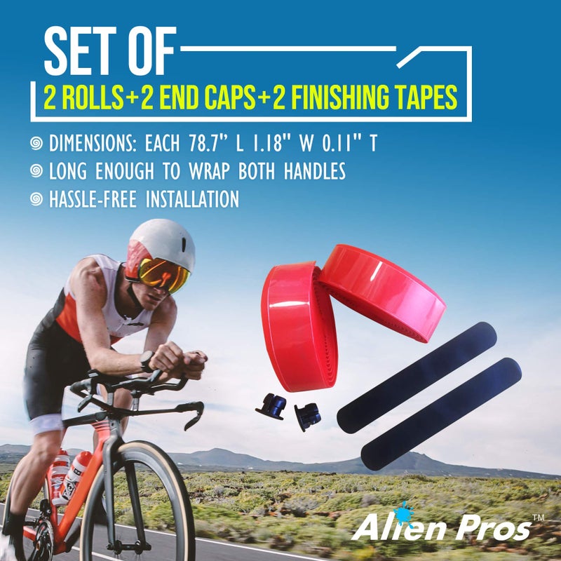 ALIEN PROS Bike Handlebar Tape EVA (Set of 2) Red - Enhance Your Bike Grip with These Bicycle Handle bar Tape - Wrap Your Bike for an Awesome Comfortable Ride (Set of 2, Red) - Image 4