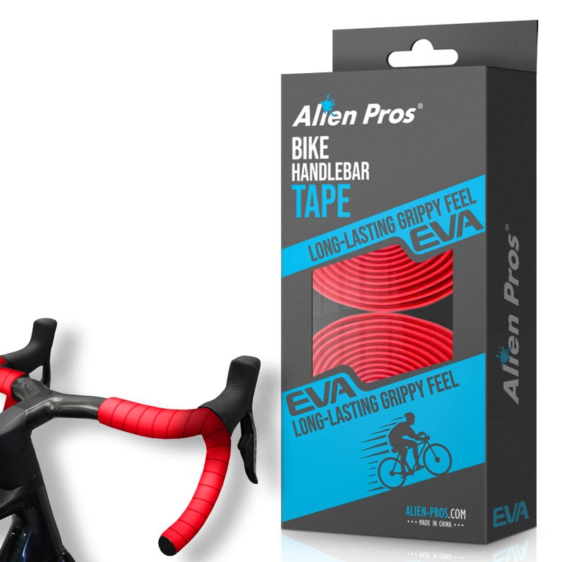 ALIEN PROS Bike Handlebar Tape EVA (Set of 2) Red - Enhance Your Bike Grip with These Bicycle Handle bar Tape - Wrap Your Bike for an Awesome Comfortable Ride (Set of 2, Red) - Image 1