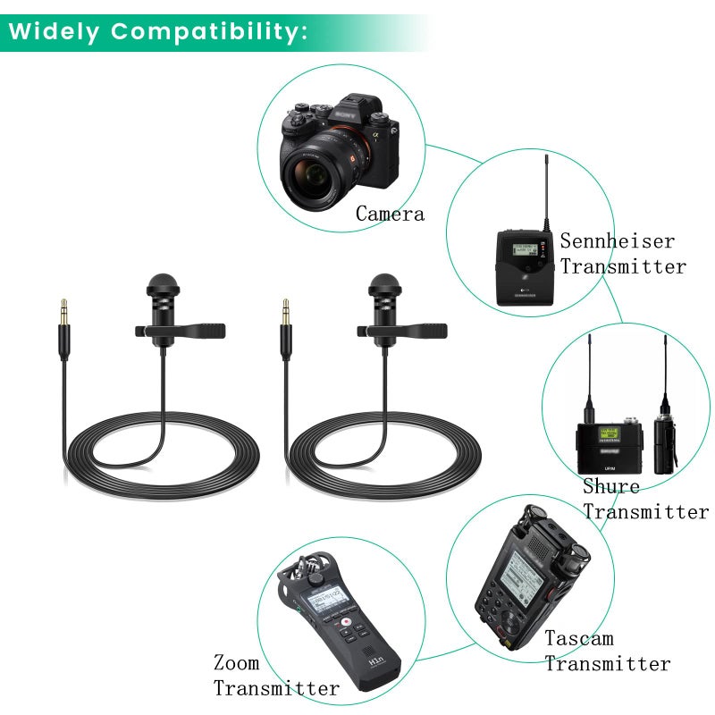 weishan 2 Pack Lavalier Microphone Compatible with DJI Mic 2 & Rode Wireless Pro/Wireless GO 2 / II Transmitters - Omnidirectional Lav Lapel Wearable Mic for Vlog Interview Streaming Lectures Broadcasters - Image 5
