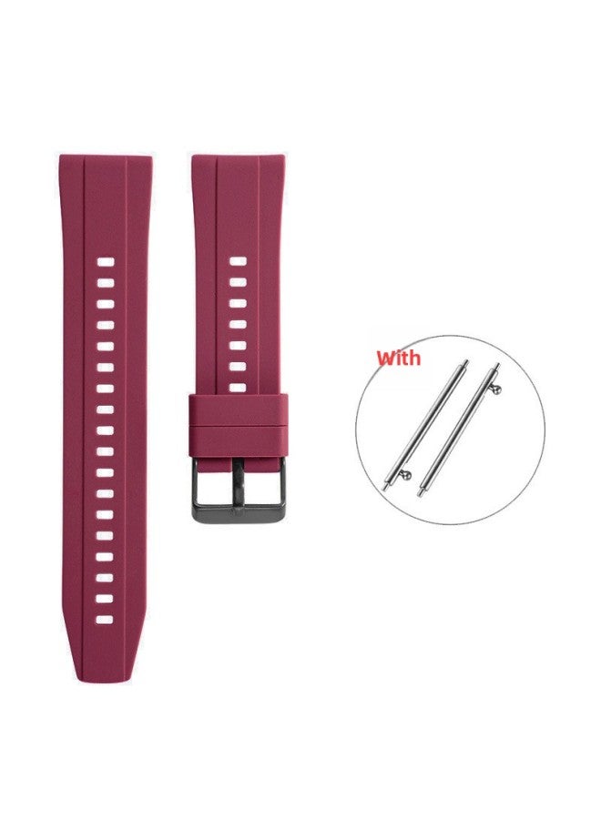 [ready Stock] Suitable For Huawei WatchGT4 Silicone Universal Watch Strap/gt2/gt3 With Quick Release Switch Earrings-Color:C5 Wine Red-black Buckle-Specifications:22MM  - Image 1