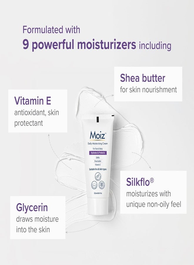 Moiz Daily Moisturizing Cream for Face & Body | Formulated with 9 Moisturizers | Suitable for Sensitive Skin | Paraben free & Cruelty free-50g (Pack of 2) - Image 4