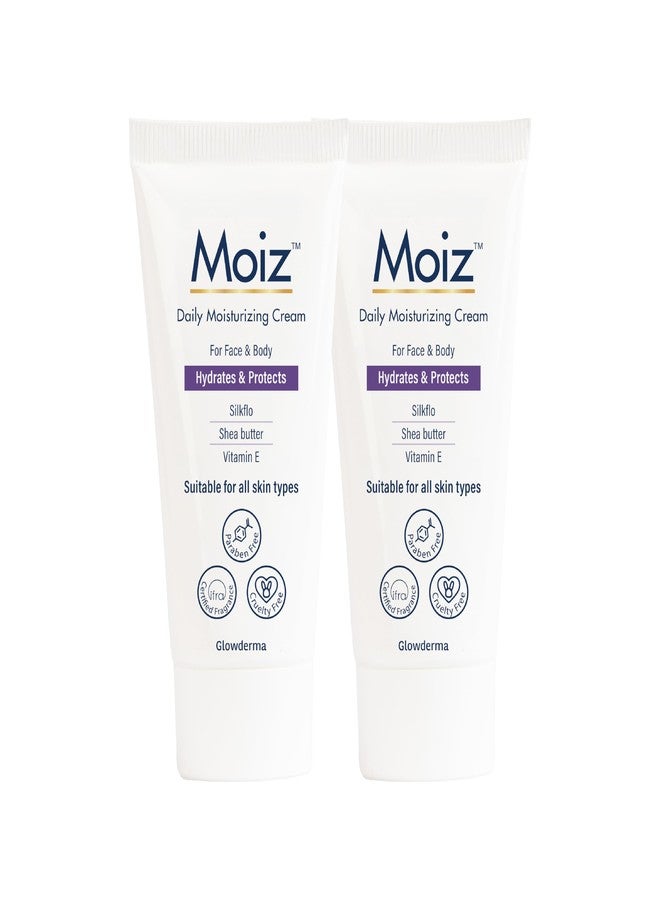 Moiz Daily Moisturizing Cream for Face & Body | Formulated with 9 Moisturizers | Suitable for Sensitive Skin | Paraben free & Cruelty free-50g (Pack of 2) - Image 1