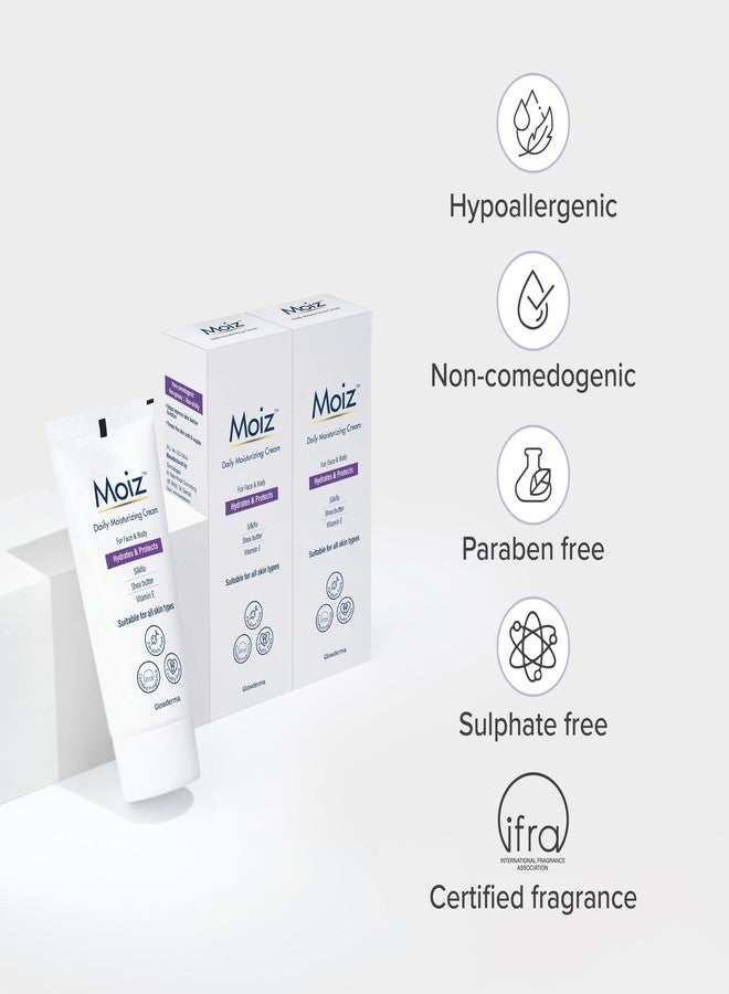 Moiz Daily Moisturizing Cream for Face & Body | Formulated with 9 Moisturizers | Suitable for Sensitive Skin | Paraben free & Cruelty free-50g (Pack of 2) - Image 5