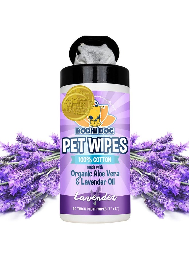 Bodhi Dog - Pet Wipes | Wipes For Dog Grooming | Wipe Away Pet Odors & Deodorizes Coat | No Parabens Or Sls | Large Wet & Thick Pet Wipes | Best For Cleaning Dogs And Cats (Lavender, 60Ct) - Image 1