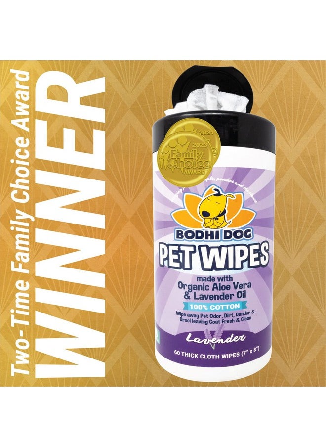 Bodhi Dog - Pet Wipes | Wipes For Dog Grooming | Wipe Away Pet Odors & Deodorizes Coat | No Parabens Or Sls | Large Wet & Thick Pet Wipes | Best For Cleaning Dogs And Cats (Lavender, 60Ct) - Image 1