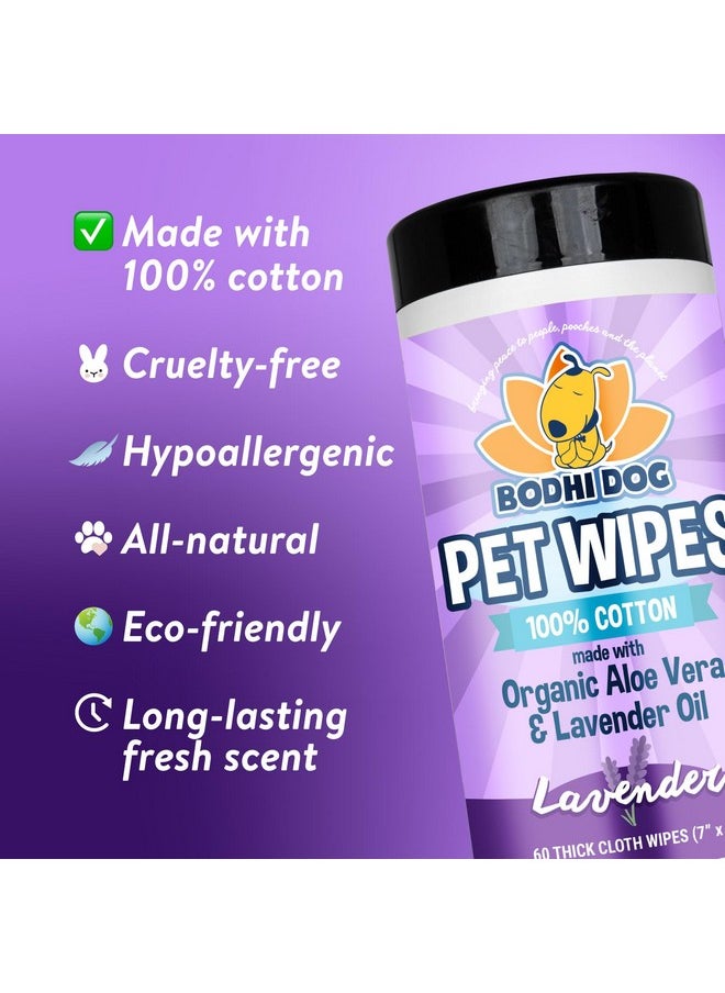 Bodhi Dog - Pet Wipes | Wipes For Dog Grooming | Wipe Away Pet Odors & Deodorizes Coat | No Parabens Or Sls | Large Wet & Thick Pet Wipes | Best For Cleaning Dogs And Cats (Lavender, 60Ct) - Image 1