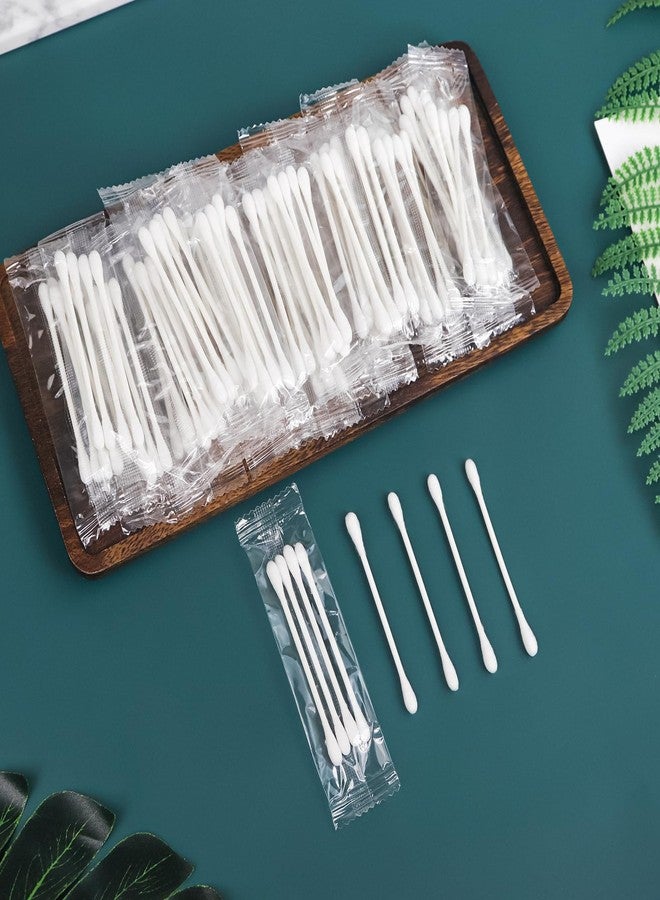 HQSLsund 100 عبوة من أعواد القطن، أعواد قطن مغلفة بشكل فردي، أعواد ورقية مزدوجة الطرف مغلفة بشكل فردي للأذن، المكياج (4 قطع لكل كيس، 100 كيس) - Image 3