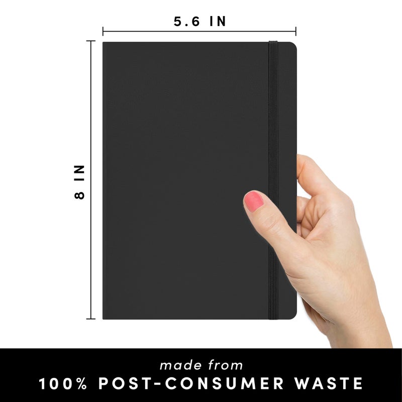PAPERAGE Recycled Blank Journal Notebook, (Black), 160 Pages, Medium 5.6 in x 8 in - 100 GSM Thick Paper â€“ Hardcover Journaling Notebook for Work, School, Note Taking or Sketching - Image 2