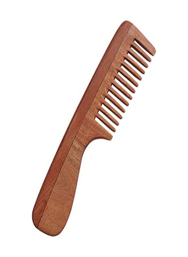 H B MSALA (DEVICE) Neem wooden combs for women men hair | Wide Toothed Organic Comb (Brown) Handmade for loosening curls | Eco-Friendly Great for Scalp and Hair Health Non Static Detangle Comb (pack of 2) - Image 3