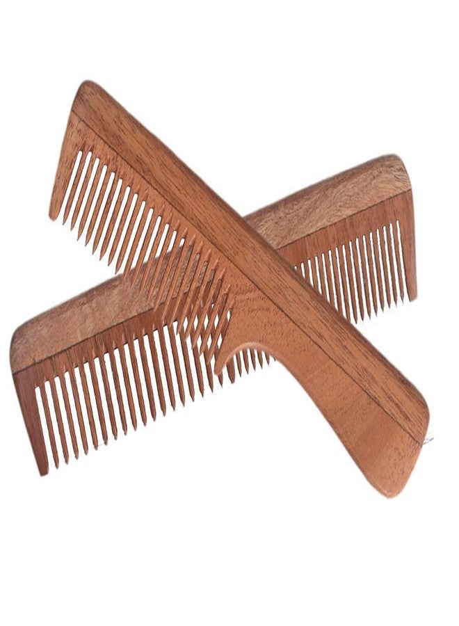 H B MSALA (DEVICE) Neem wooden combs for women men hair | Wide Toothed Organic Comb (Brown) Handmade for loosening curls | Eco-Friendly Great for Scalp and Hair Health Non Static Detangle Comb (pack of 2) - Image 2