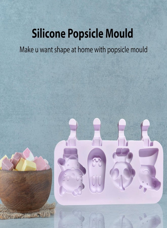 MoldBerry Silicone Popsicle Maker Mold | Large Popsicle Molds 4 Cavities Cake Pop Silicone Molds Cartoon Ice Cream Cakesicle Molds for Chocolate Baking Mold Pk1, 20 x 10 x 2.1 Centimeters - Image 4
